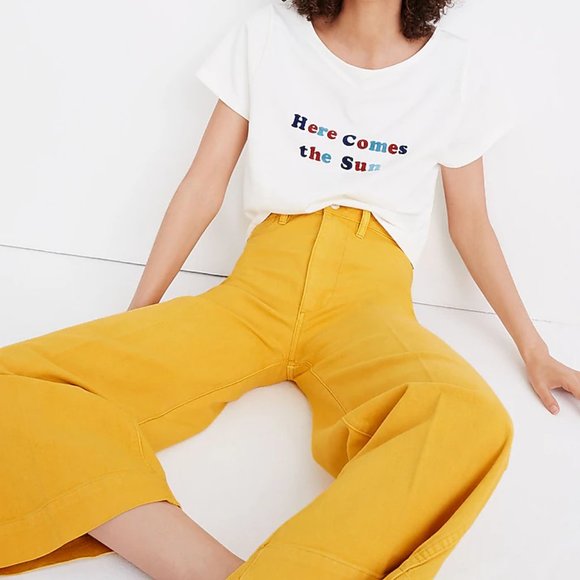 Madewell Emmett Wide-Leg Crop Pants in Greek Gold - Picture 2 of 11